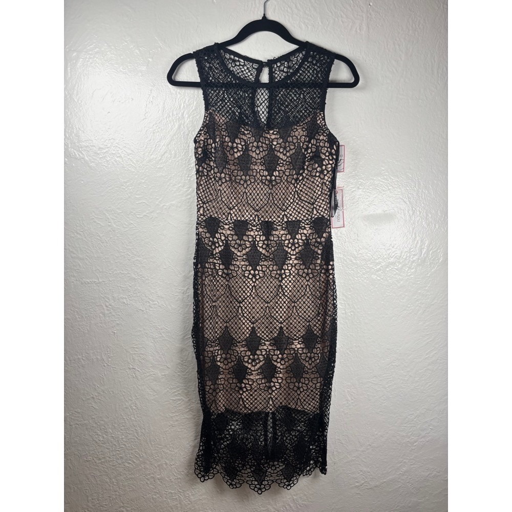NWT BISOU BISOU Black Lace‎ Sheath Dress Sz 2 Cocktail Party Pin-up Glamour